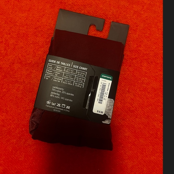 Rubby red built-in support microfiber tights made in Italy NWT - Picture 4 of 6